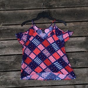 Rue21 Red White and Blue 4th of July Cold Shoulder Top